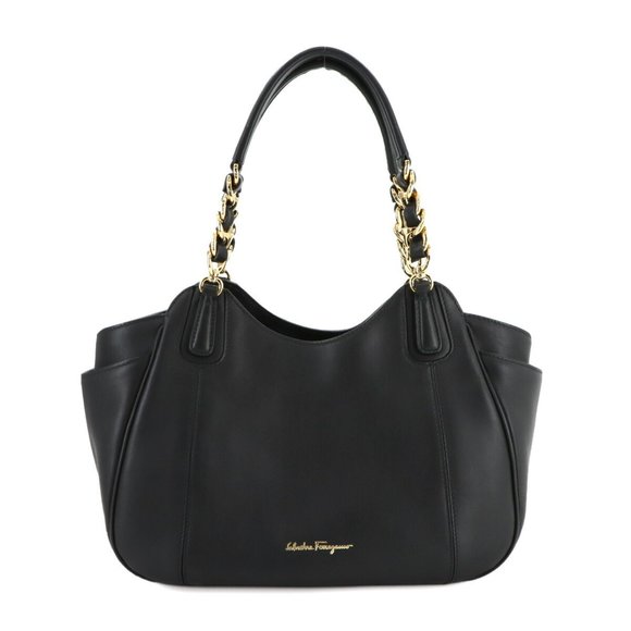 SALVATORE FERRAGAMO Black Leather Tote Bag - Picture 1 of 10